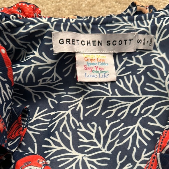 Gretchen Scott Palanquin Party Navy Blue Red V-Neck Ruffles Women’s Small - Picture 10 of 14
